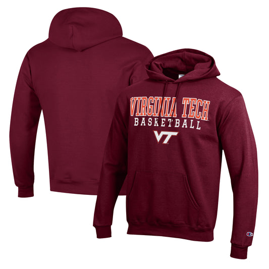 Men's Champion Maroon Virginia Tech Hokies Basketball Stack Pullover Hoodie