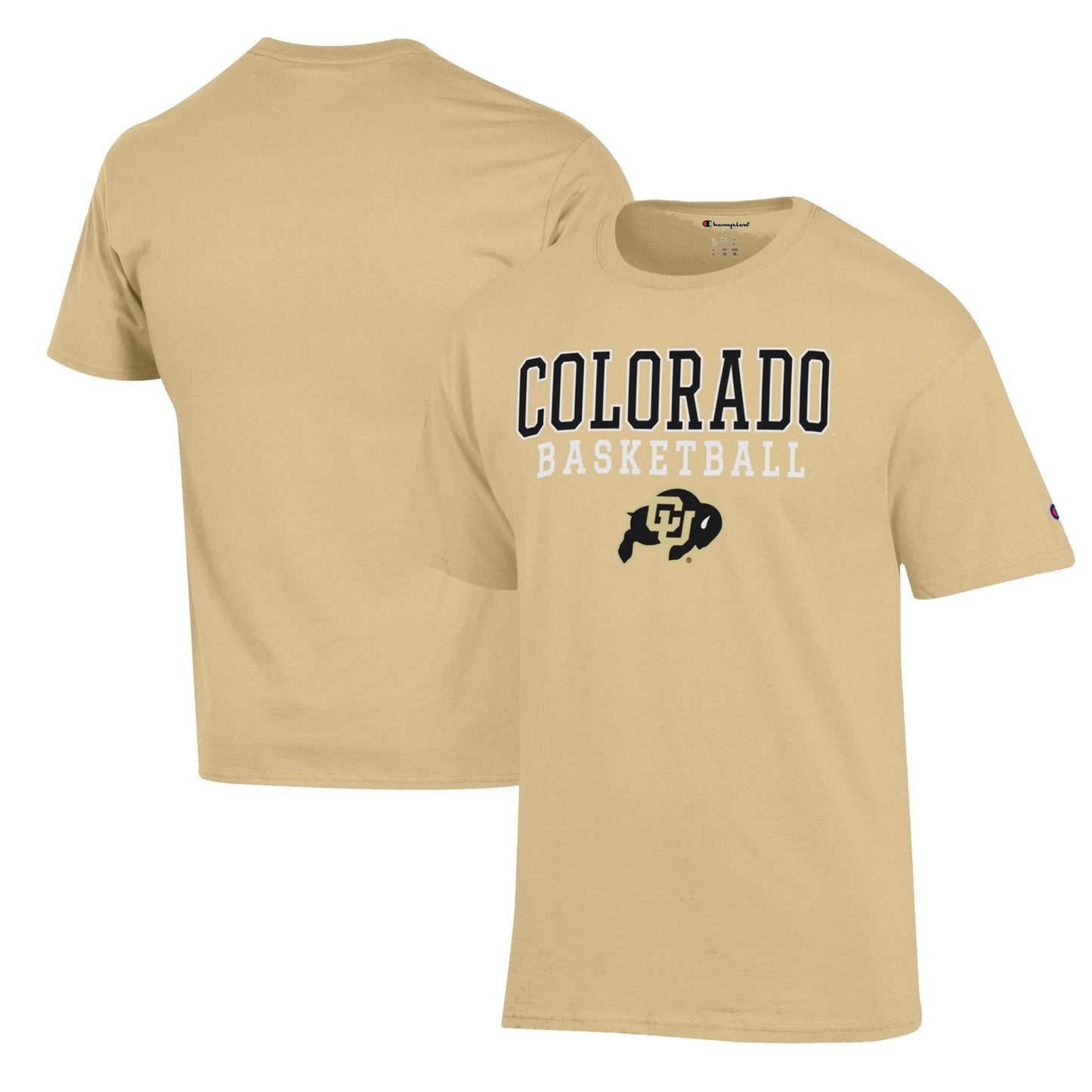 Men's Champion Gold Colorado Buffaloes Basketball Stack T-Shirt