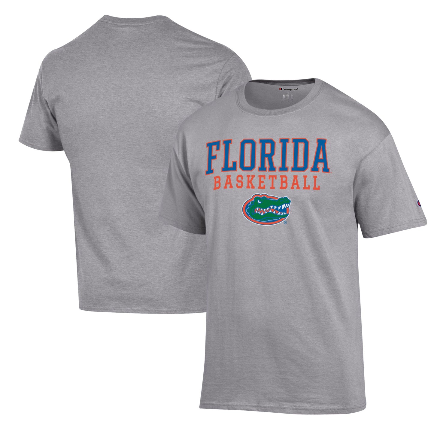 Men's Champion Heather Gray Florida Gators Basketball Stack T-Shirt