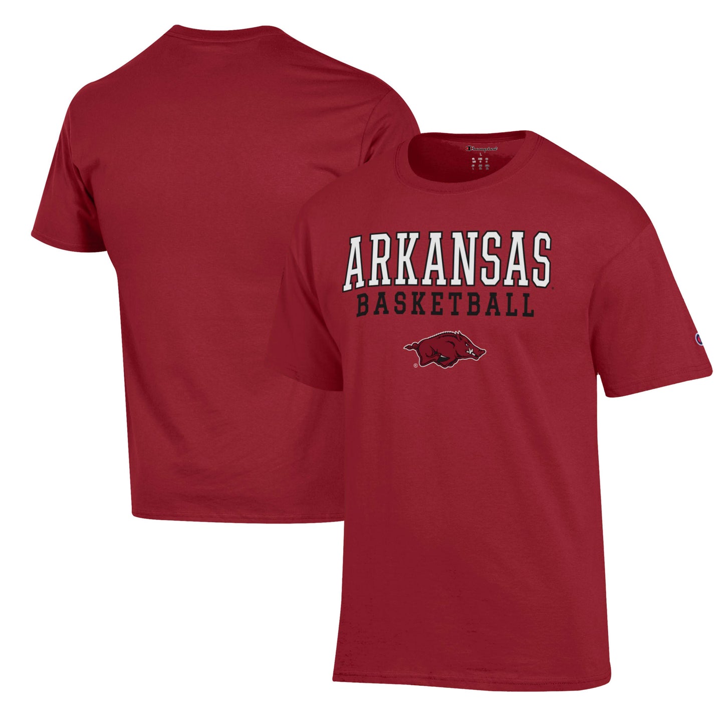 Men's Champion Cardinal Arkansas Razorbacks Basketball Stack T-Shirt