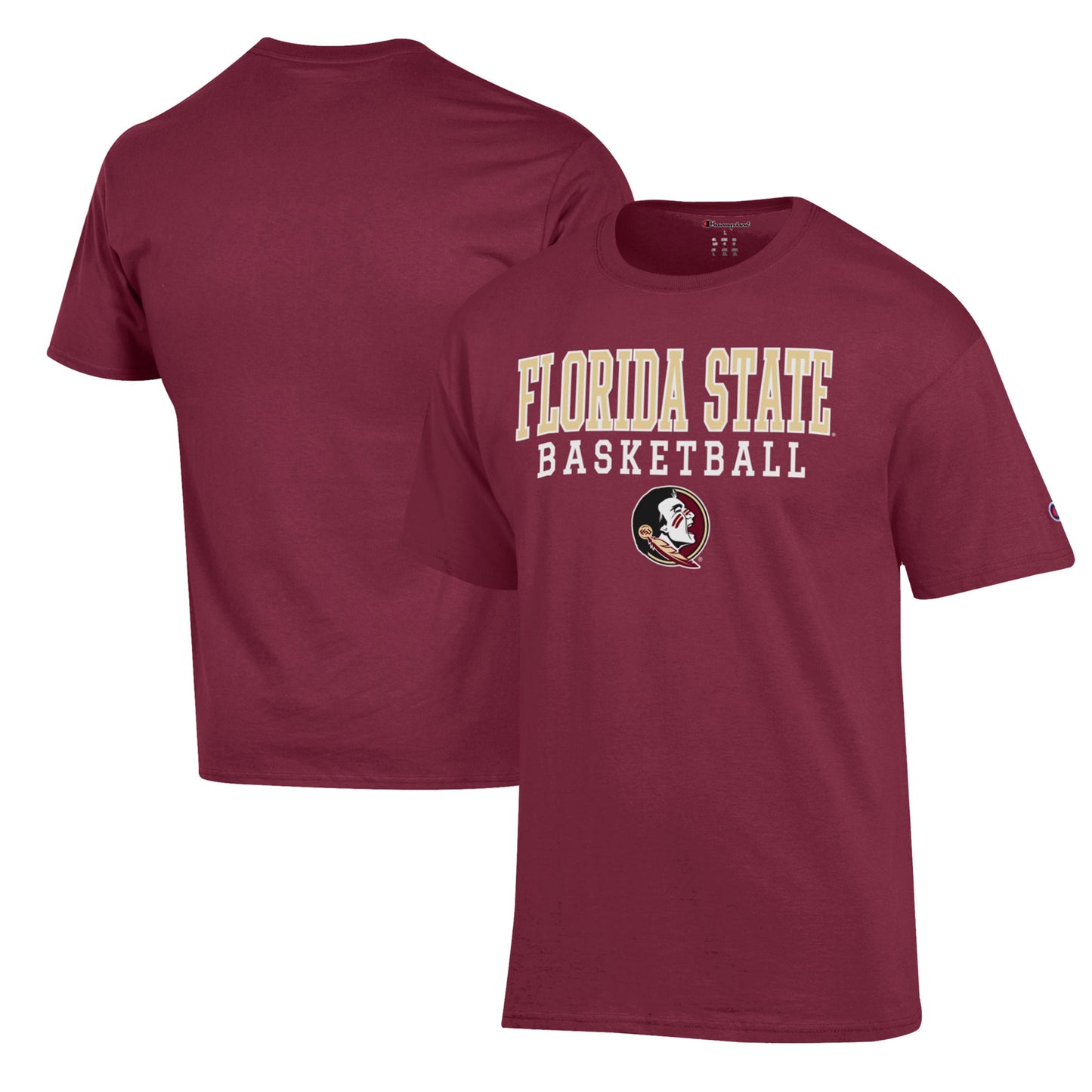 Men's Champion Garnet Florida State Seminoles Basketball Stack T-Shirt