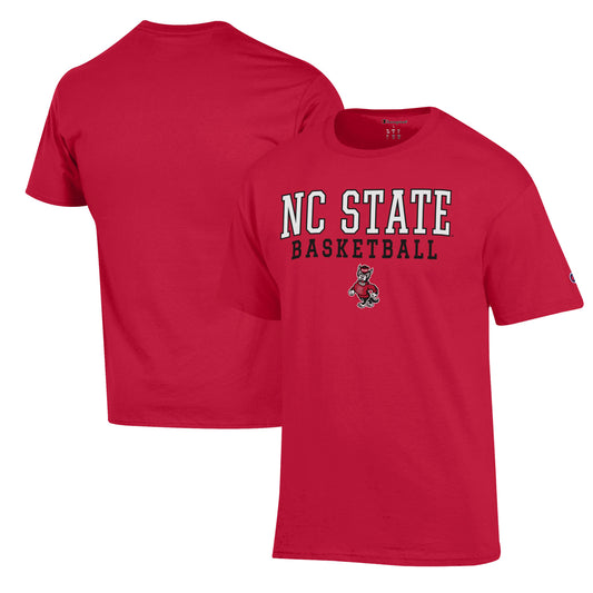 Men's Champion Red NC State Wolfpack Basketball Stack T-Shirt