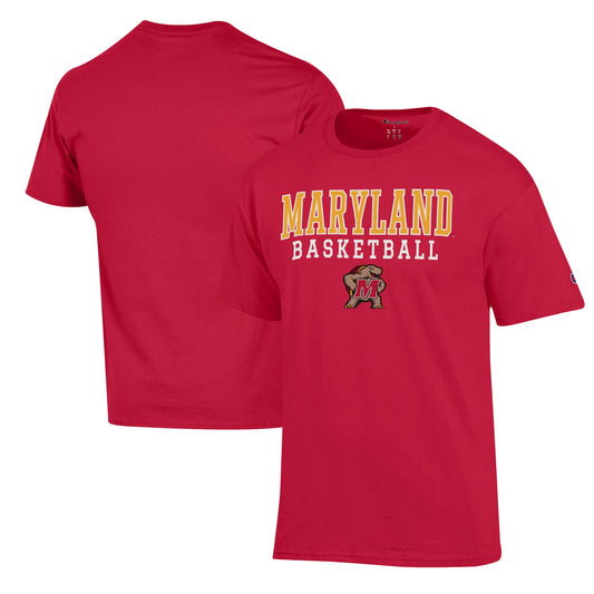 Men's Champion Red Maryland Terrapins Basketball Stack T-Shirt