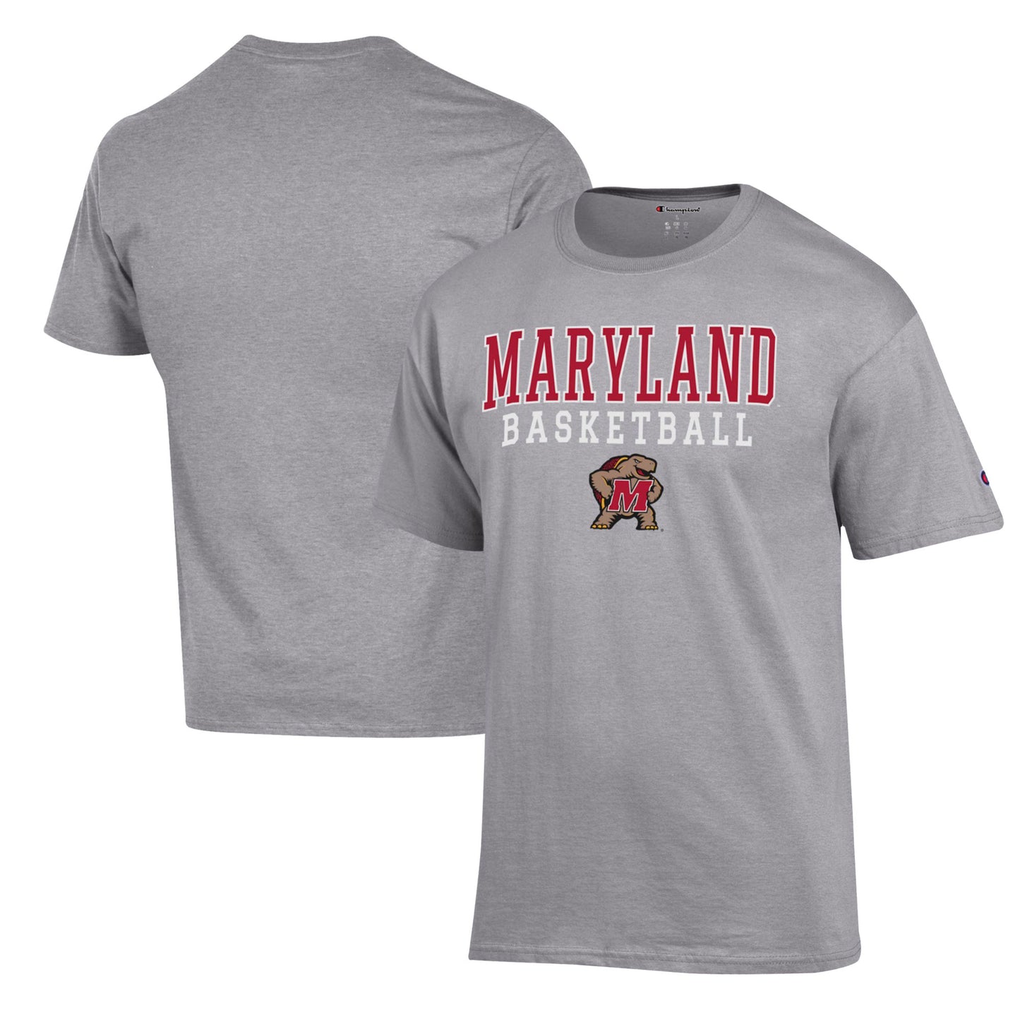 Men's Champion Heather Gray Maryland Terrapins Basketball Stack T-Shirt