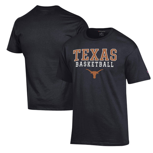 Men's Champion Black Texas Longhorns Basketball Stack T-Shirt