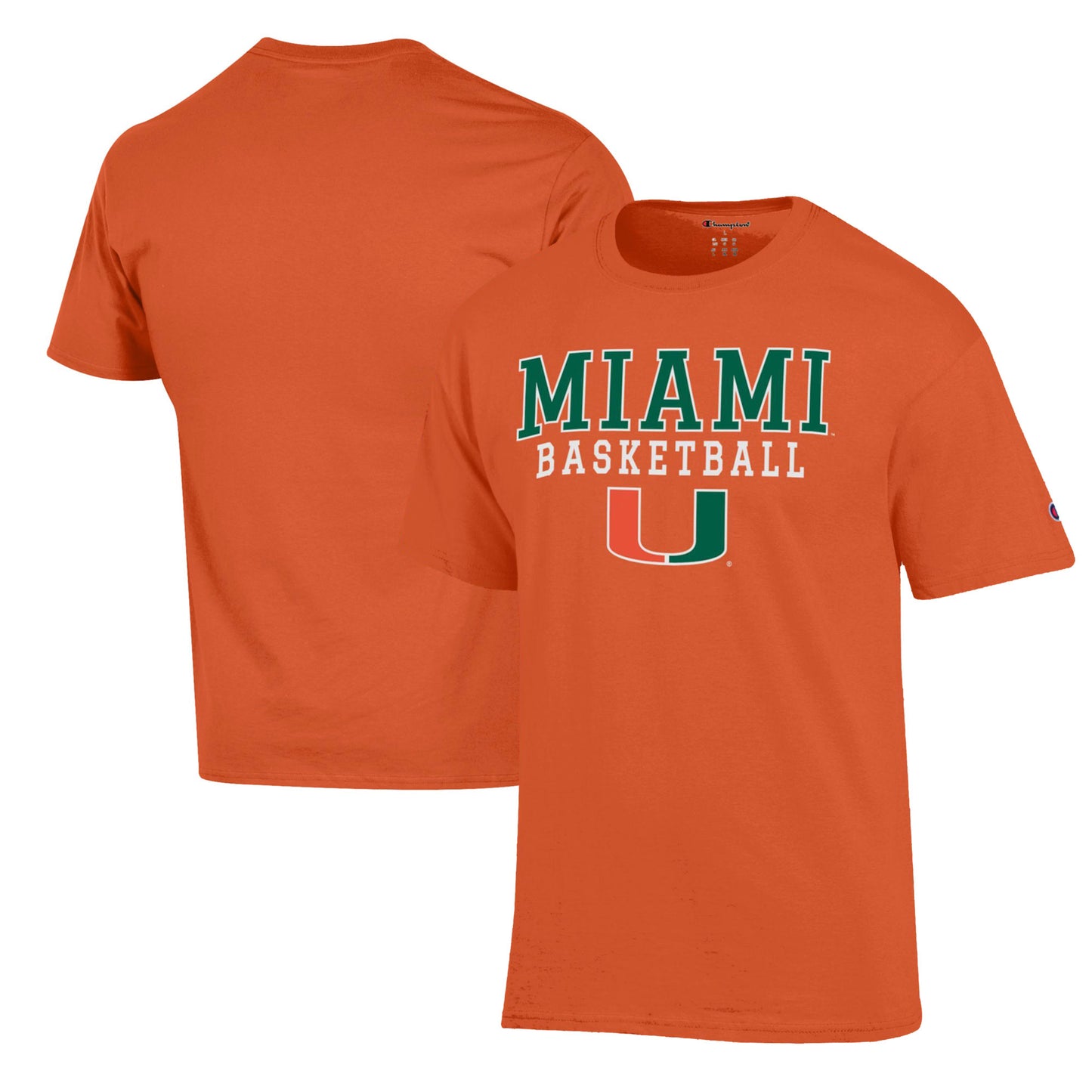 Men's Champion Orange Miami Hurricanes Basketball Stack T-Shirt