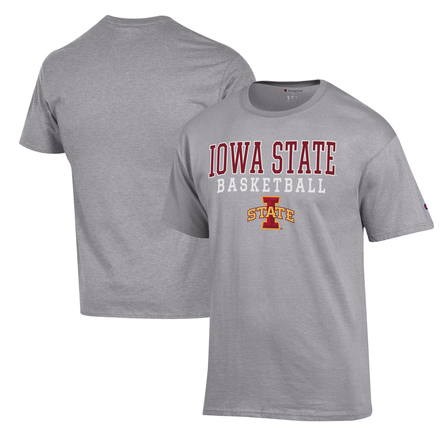 Men's Champion Heather Gray Iowa State Cyclones Basketball Stack T-Shirt