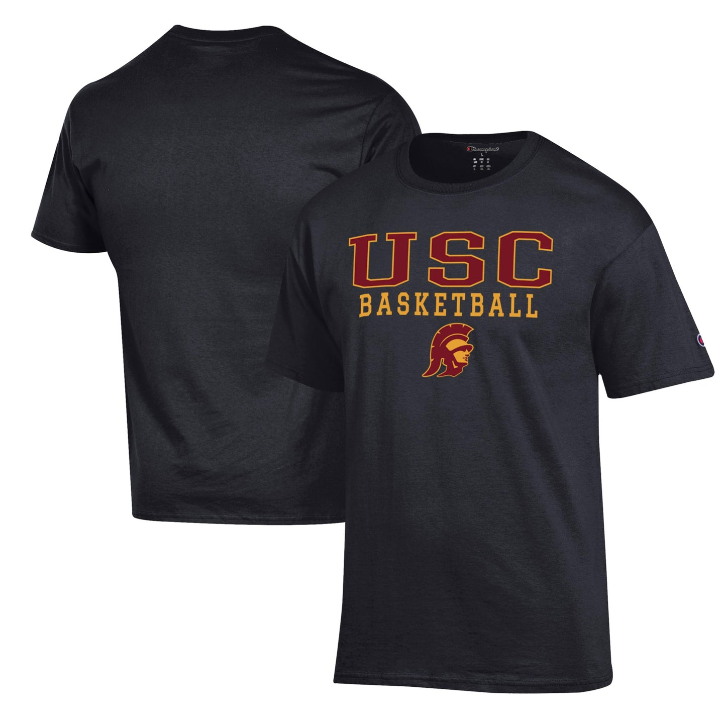 Men's Champion Black USC Trojans Basketball Stack T-Shirt