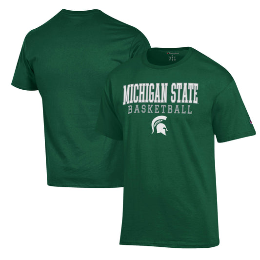 Men's Champion Green Michigan State Spartans Basketball Stack T-Shirt