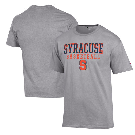 Men's Champion Heather Gray Syracuse Orange Basketball Stack T-Shirt