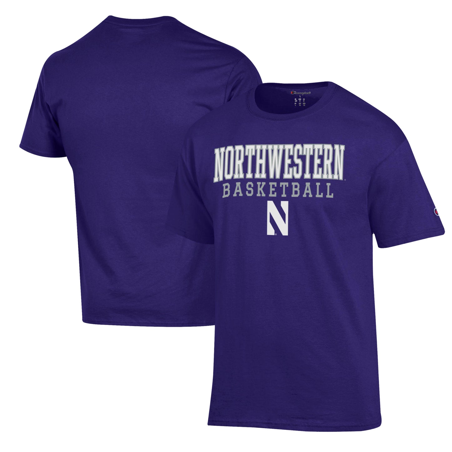 Men's Champion Purple Northwestern Wildcats Basketball Stack T-Shirt