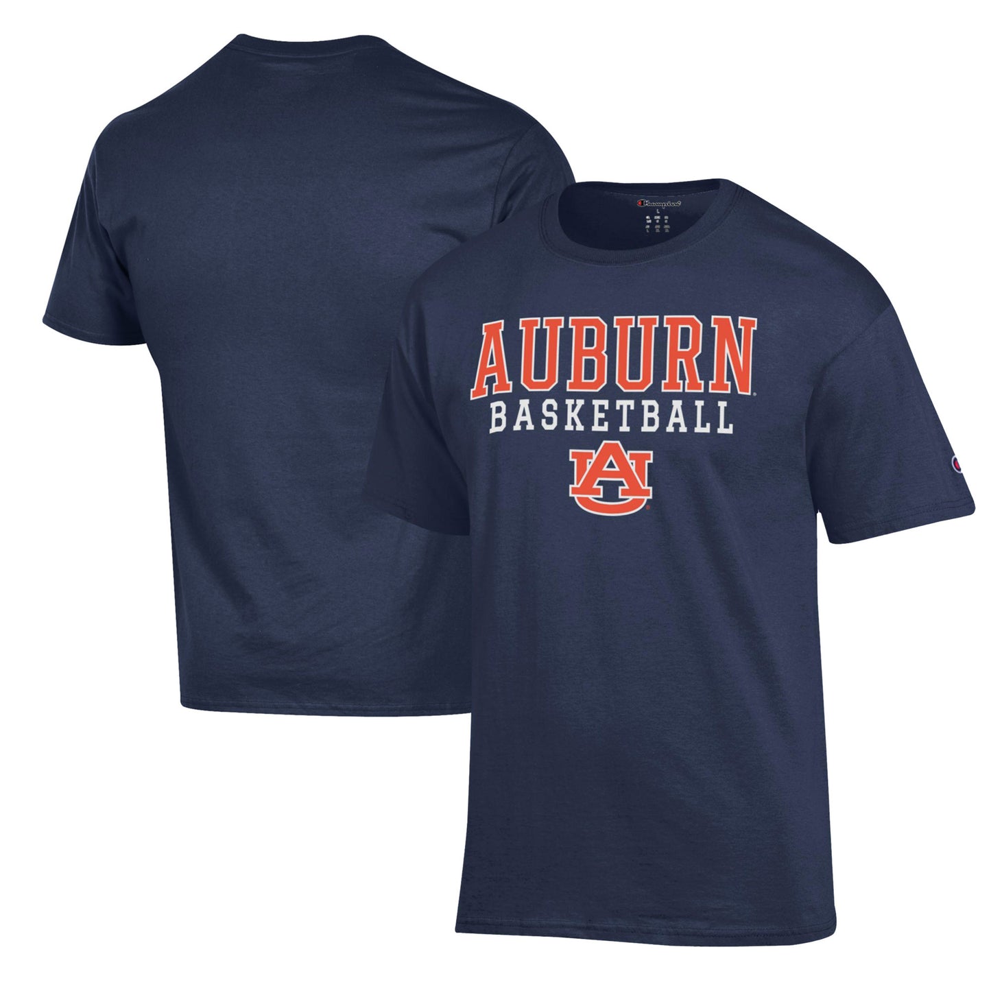 Men's Champion Navy Auburn Tigers Basketball Stack T-Shirt