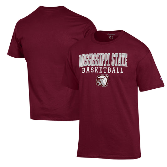 Men's Champion Maroon Mississippi State Bulldogs Basketball Stack T-Shirt