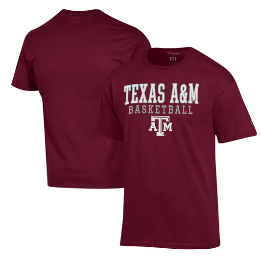 Men's Champion Maroon Texas A&M Aggies Basketball Stack T-Shirt