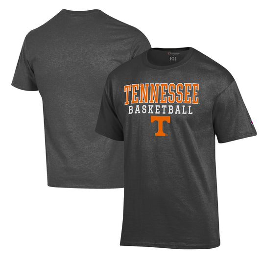 Men's Champion Charcoal Tennessee Volunteers Basketball Stack T-Shirt