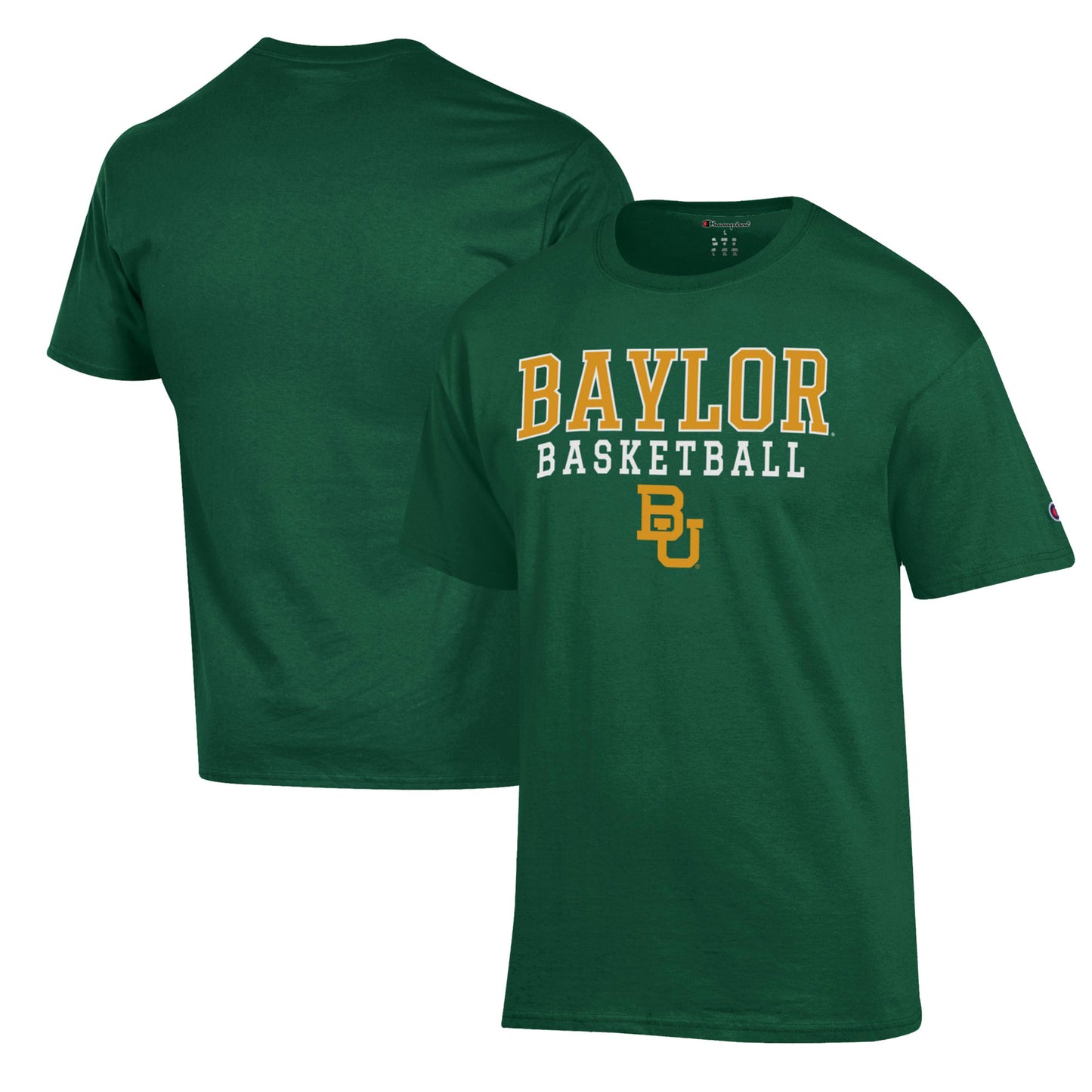 Men's Champion Green Baylor Bears Basketball Stack T-Shirt