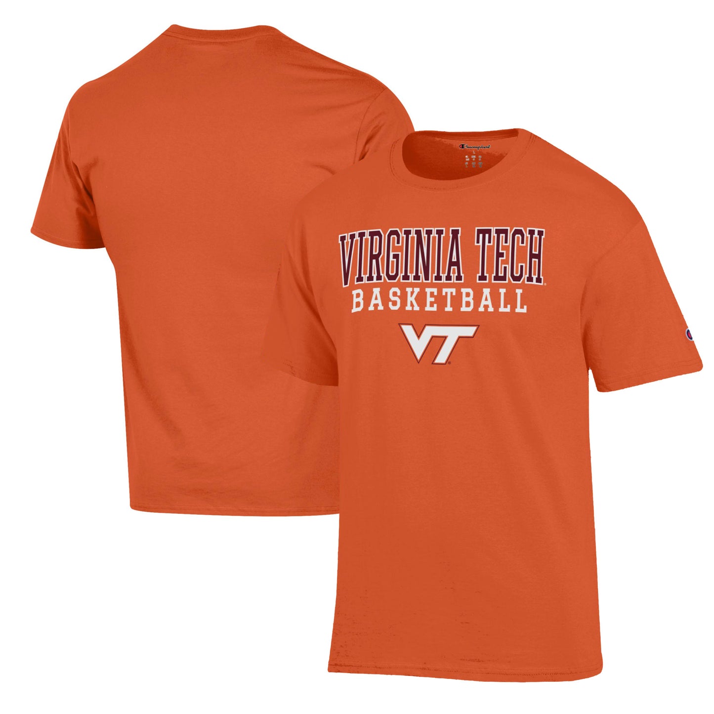 Men's Champion Orange Virginia Tech Hokies Basketball Stack T-Shirt