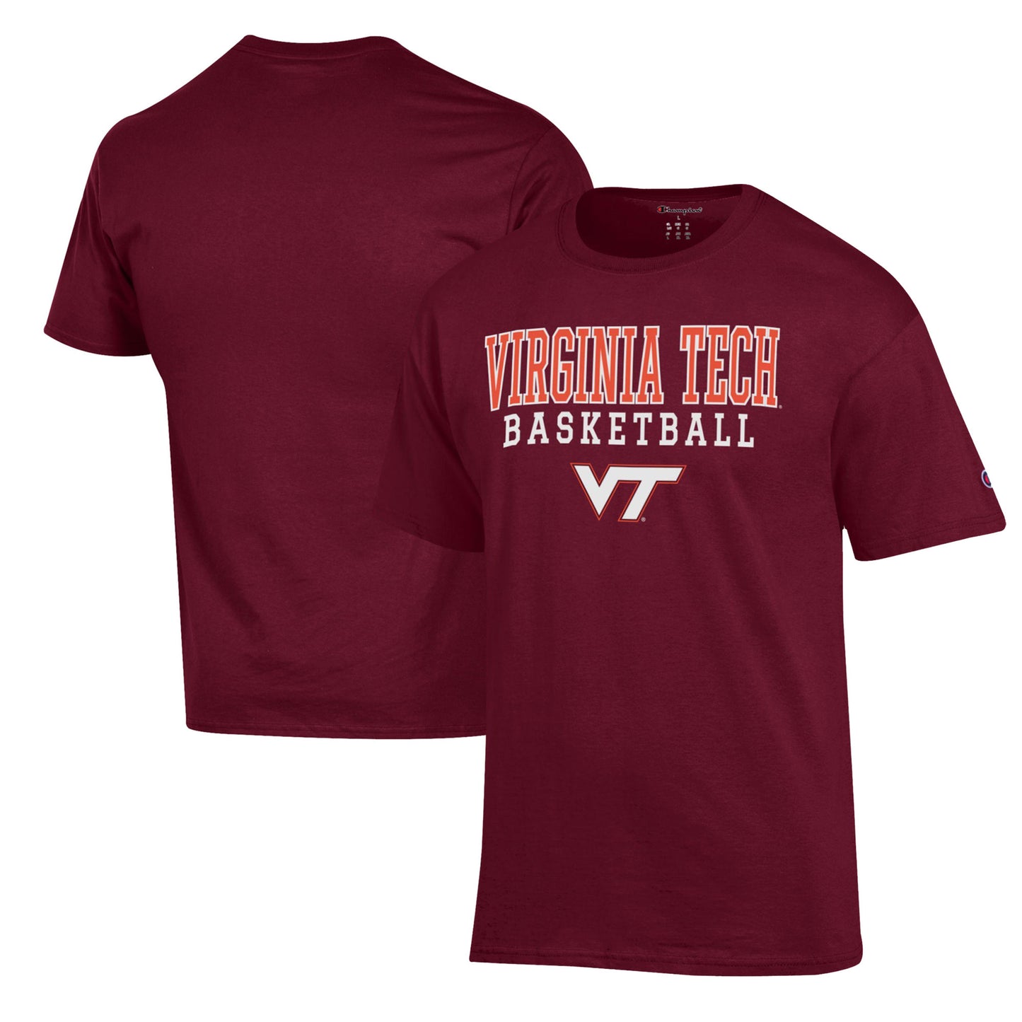 Men's Champion Maroon Virginia Tech Hokies Basketball Stack T-Shirt