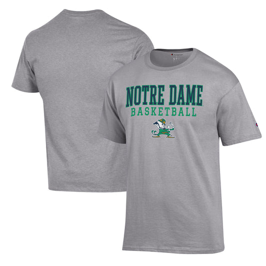 Men's Champion Heather Gray Notre Dame Fighting Irish Basketball Stack T-Shirt