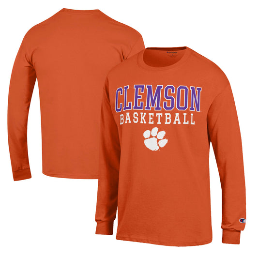 Men's Champion Orange Clemson Tigers Basketball Stack Long Sleeve T-Shirt