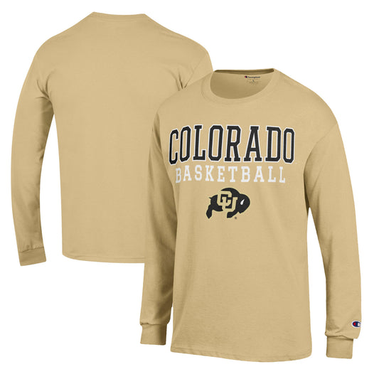 Men's Champion Gold Colorado Buffaloes Basketball Stack Long Sleeve T-Shirt