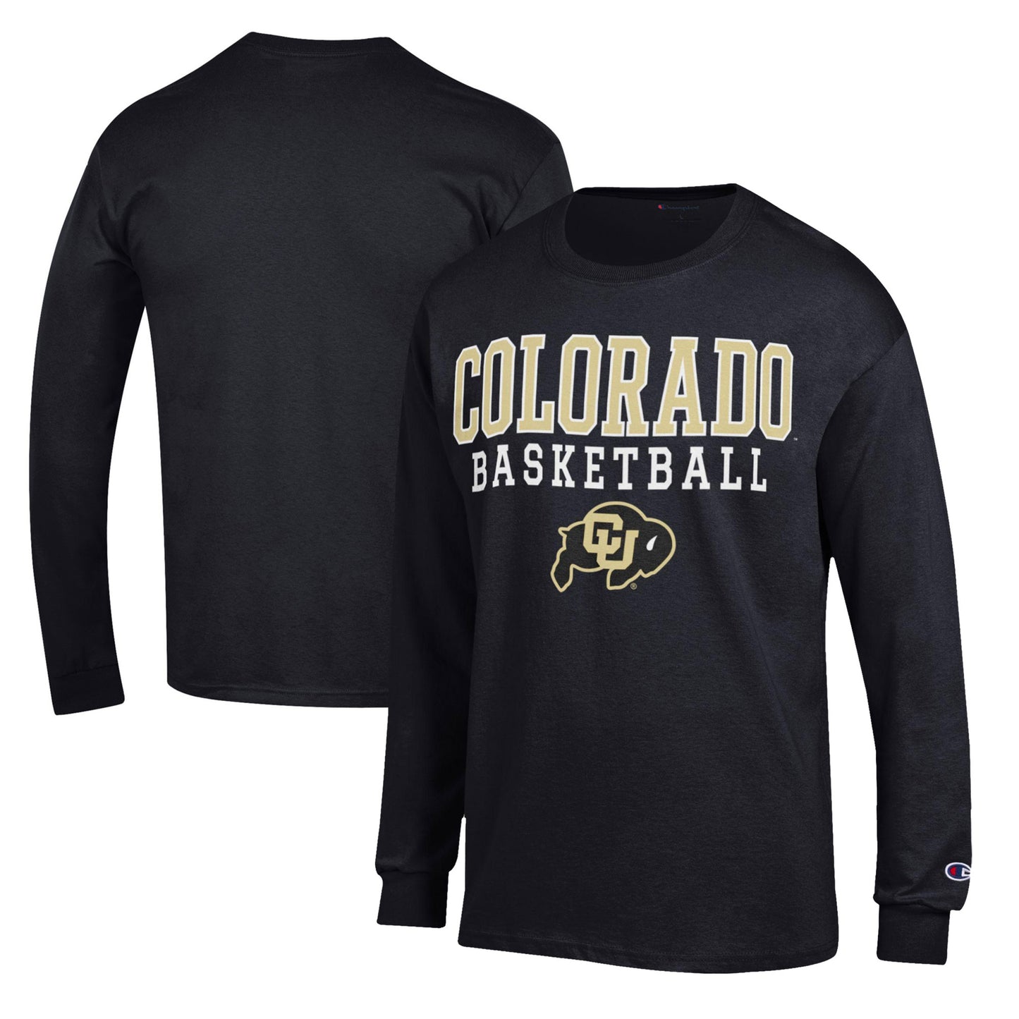 Men's Champion Black Colorado Buffaloes Basketball Stack Long Sleeve T-Shirt