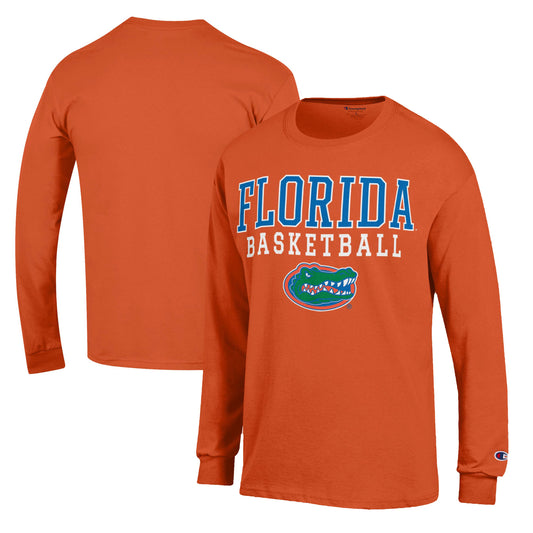 Men's Champion Orange Florida Gators Basketball Stack Long Sleeve T-Shirt