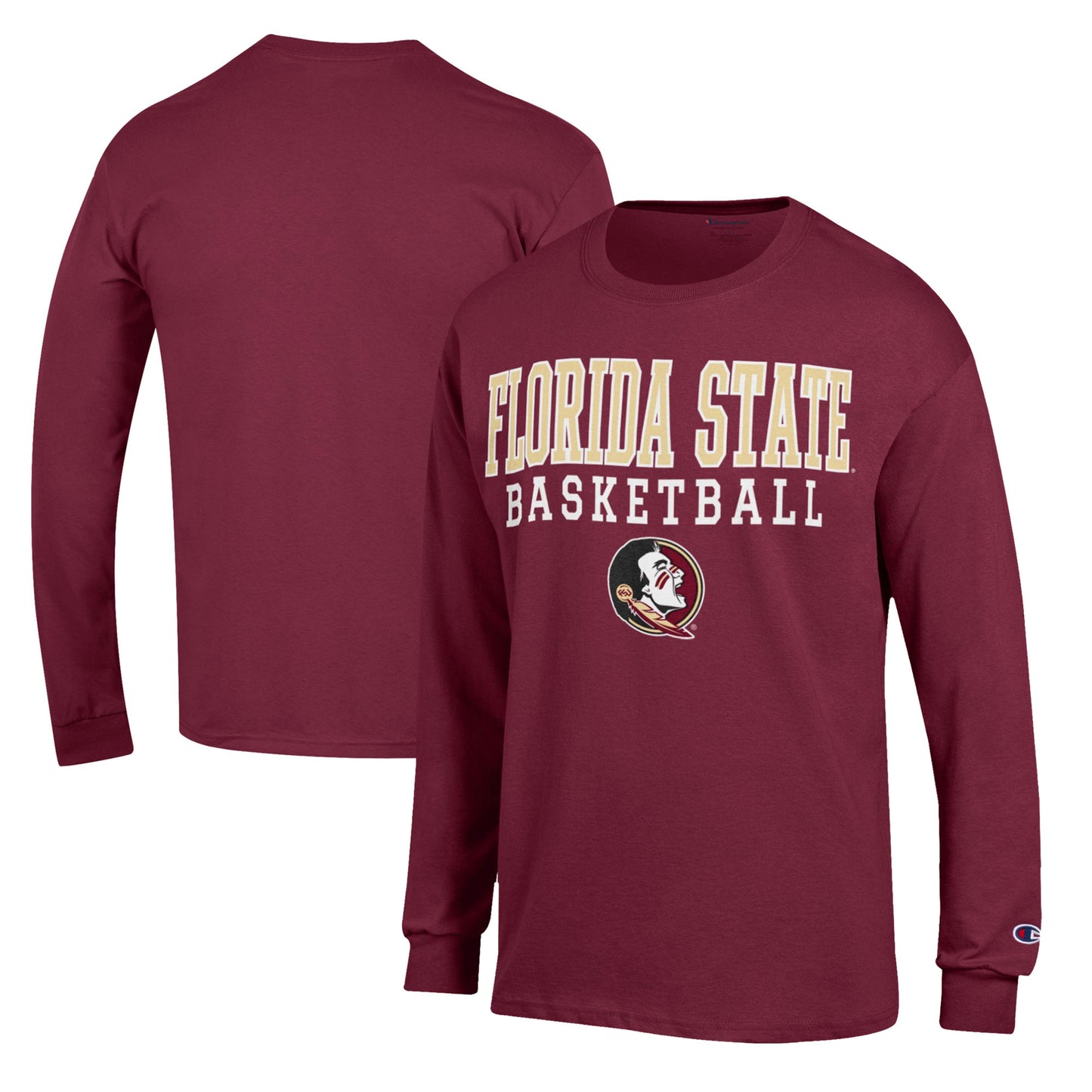Men's Champion Garnet Florida State Seminoles Basketball Stack Long Sleeve T-Shirt