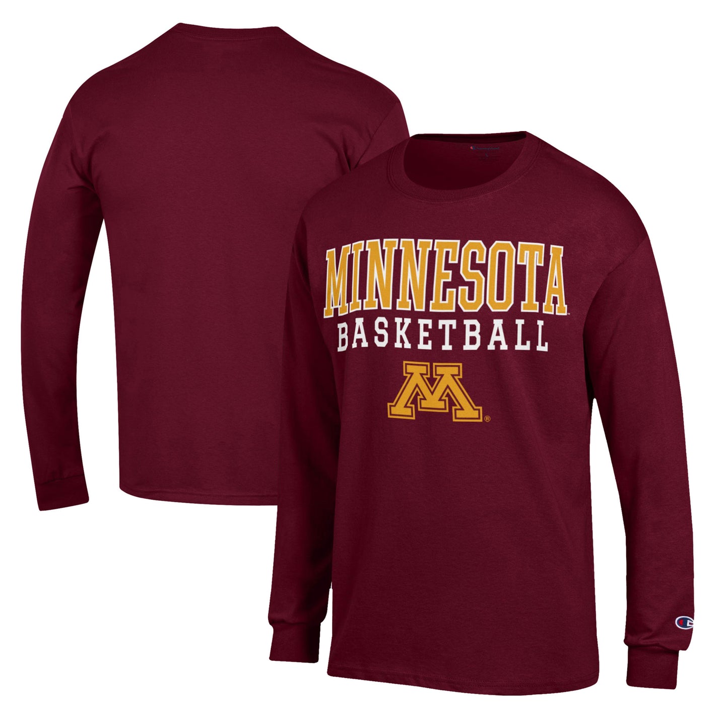 Men's Champion Maroon Minnesota Golden Gophers Basketball Stack Long Sleeve T-Shirt