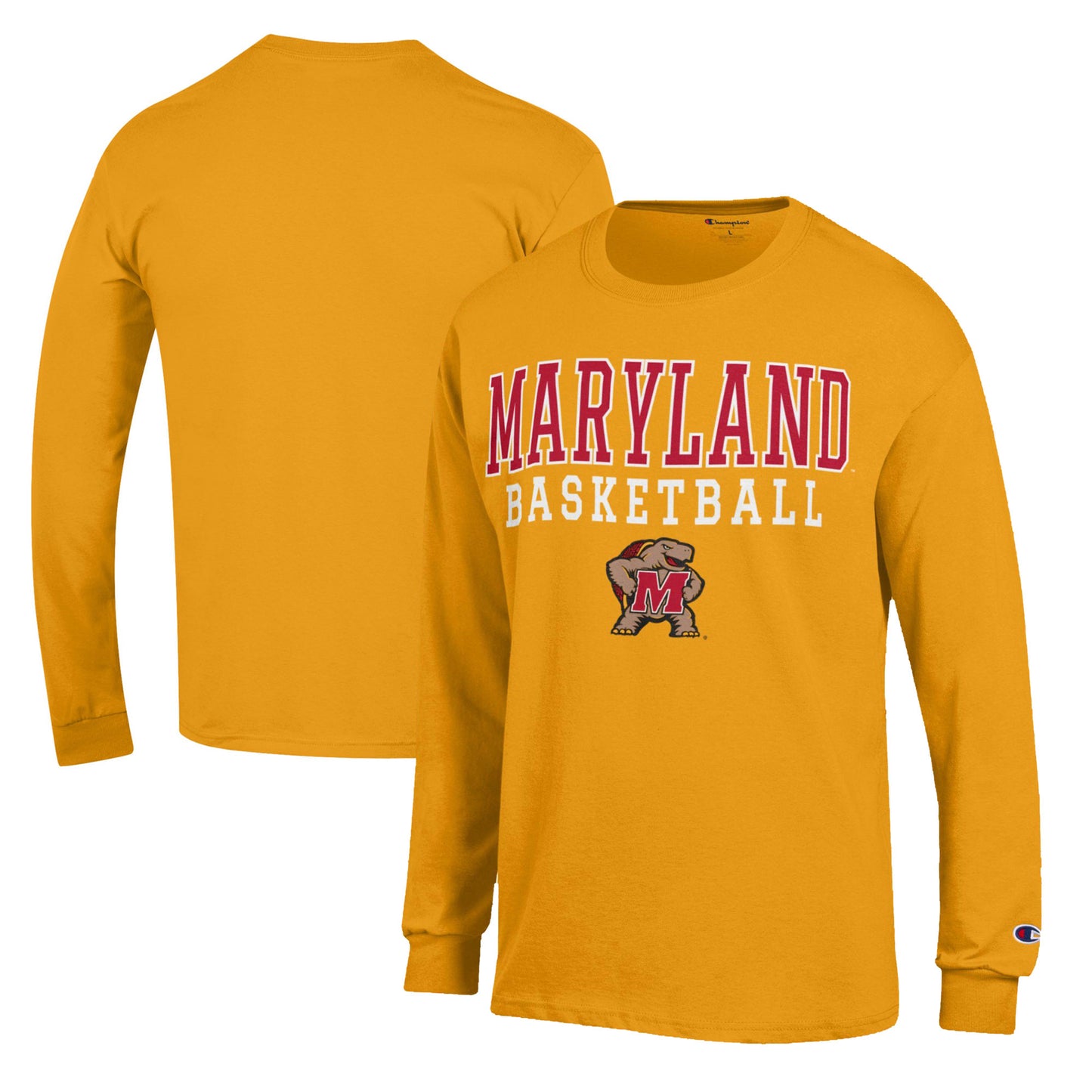 Men's Champion Gold Maryland Terrapins Basketball Stack Long Sleeve T-Shirt