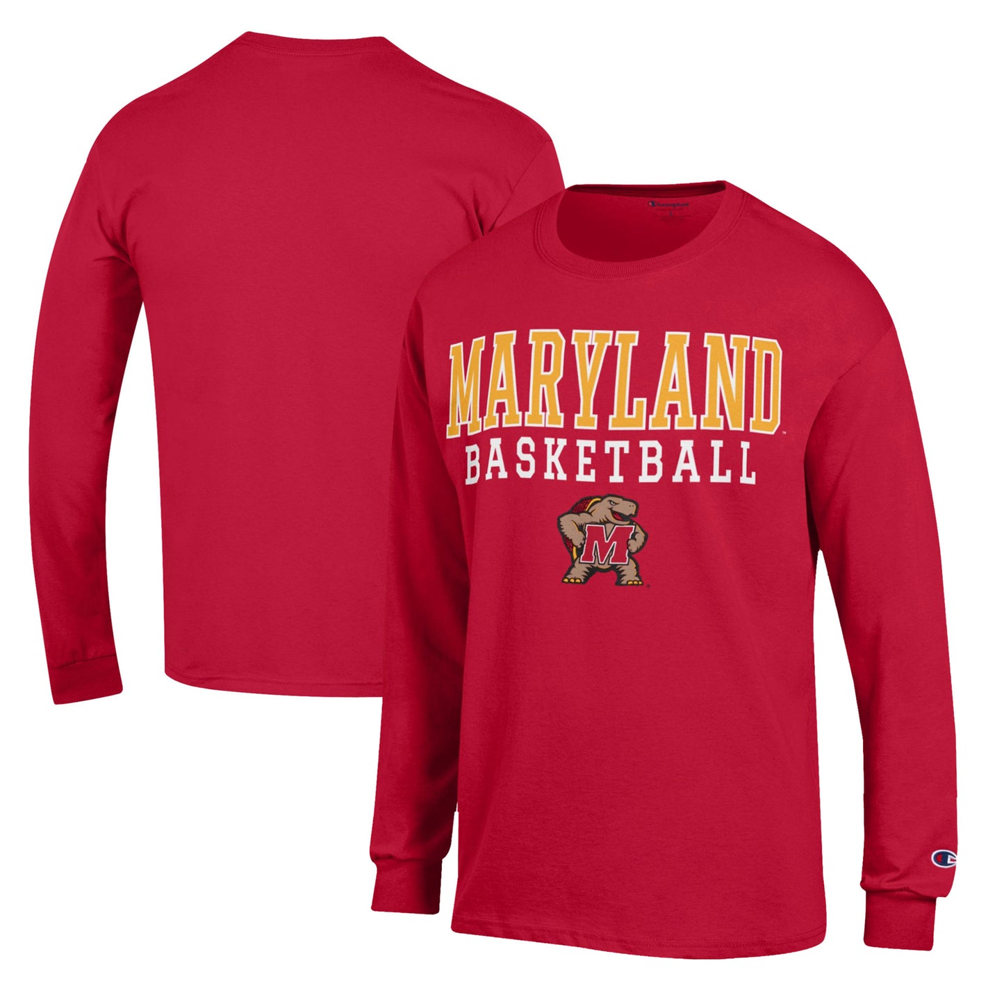 Men's Champion Red Maryland Terrapins Basketball Stack Long Sleeve T-Shirt