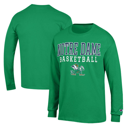 Men's Champion Green Notre Dame Fighting Irish Basketball Stack Long Sleeve T-Shirt