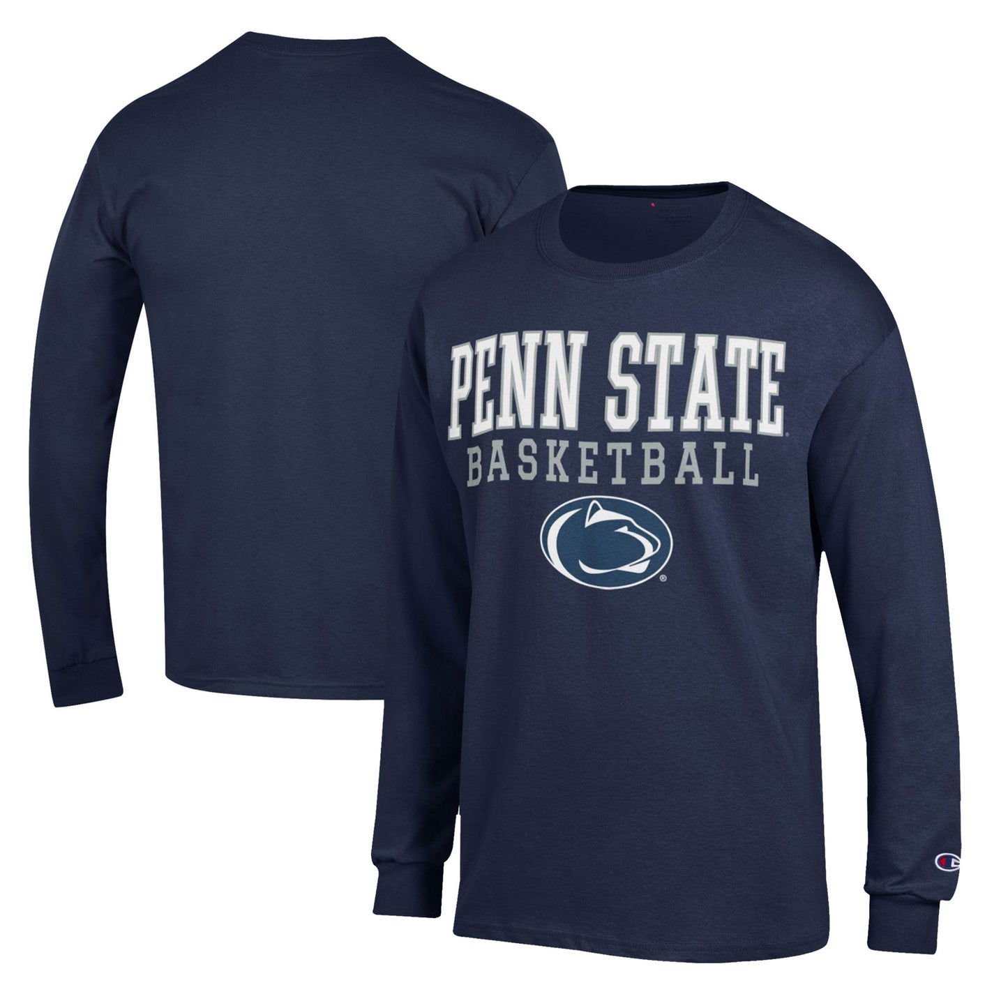 Men's Champion Navy Penn State Nittany Lions Basketball Stack Long Sleeve T-Shirt
