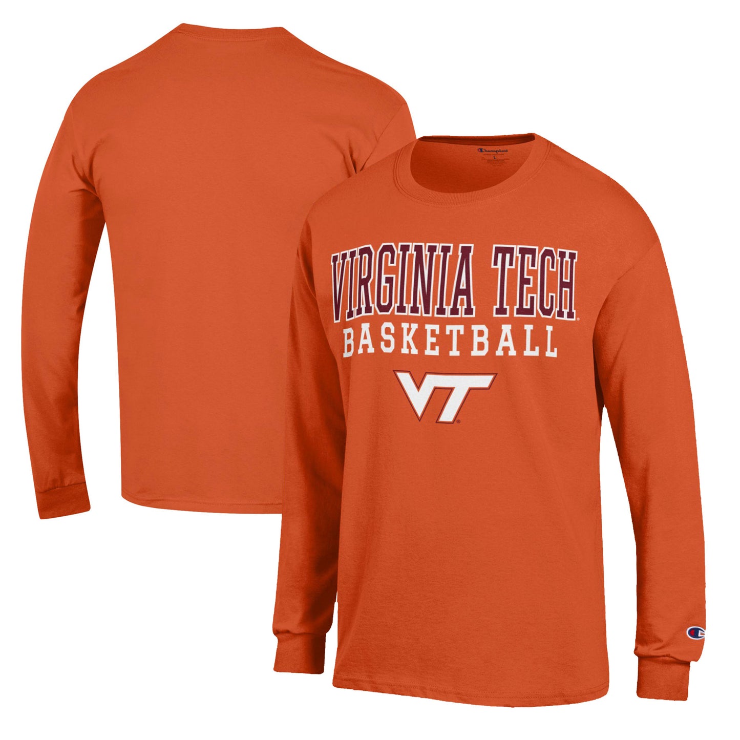 Men's Champion Orange Virginia Tech Hokies Basketball Stack Long Sleeve T-Shirt