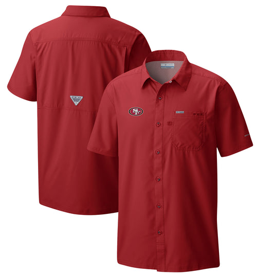 Men's Columbia  Scarlet San Francisco 49ers Slack Tide Omni-Wick Button-Up Camp Shirt