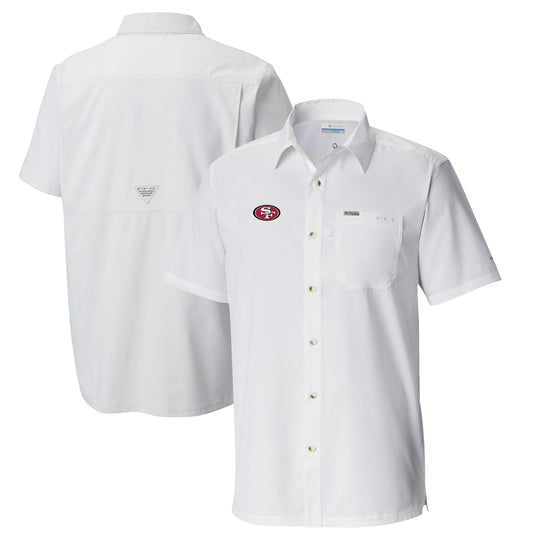 Men's Columbia  White San Francisco 49ers Slack Tide Omni-Wick Button-Up Camp Shirt