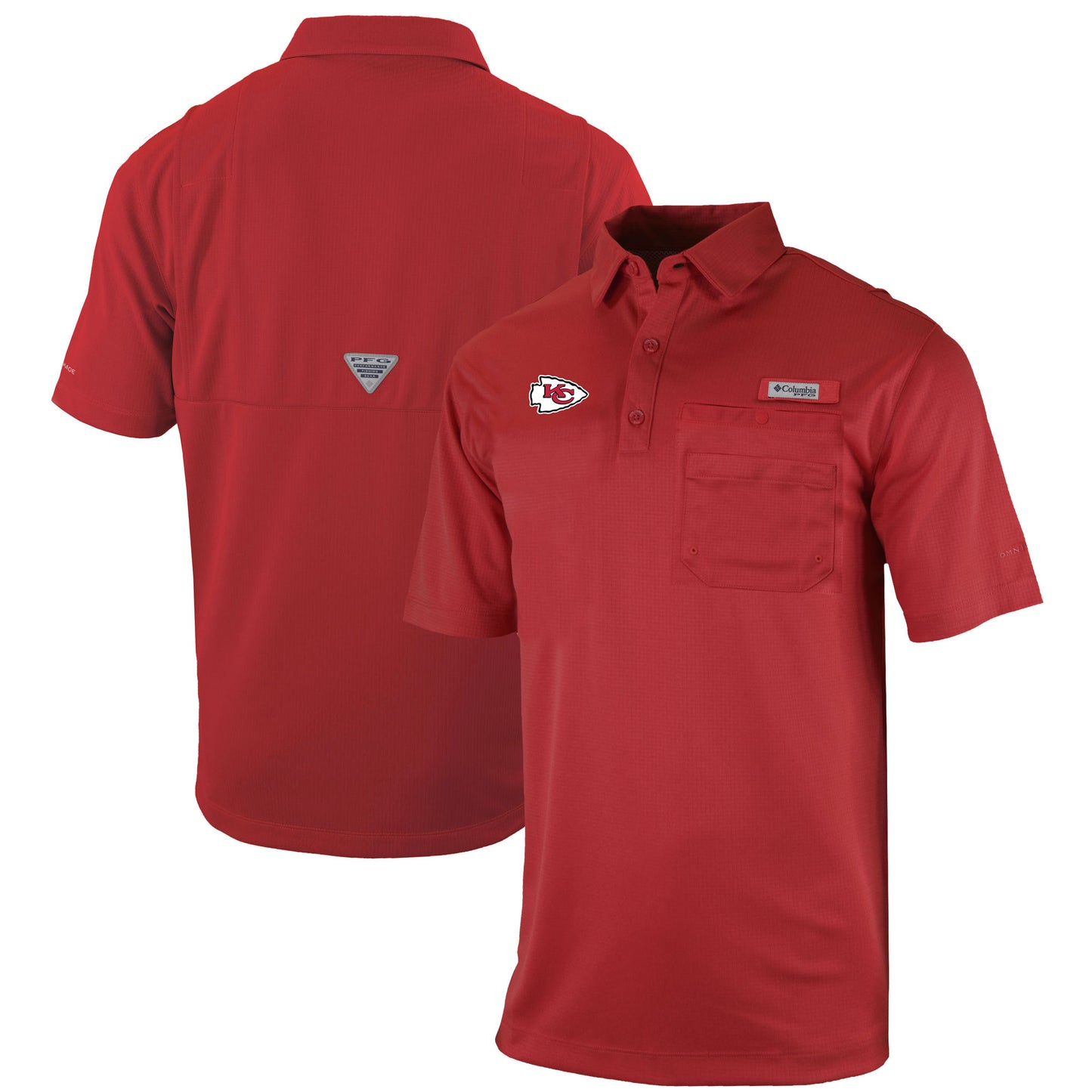 Men's Columbia  Red Kansas City Chiefs Omni-Wick Flycaster Pocket Polo