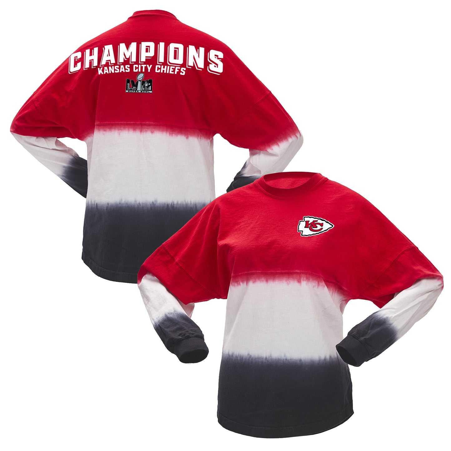 Women's Fanatics  Red/White Kansas City Chiefs Super Bowl LVIII Champions Ombre Long Sleeve T-Shirt