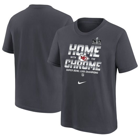 Youth Nike  Anthracite Kansas City Chiefs Super Bowl LVIII Champions Parade T-Shirt