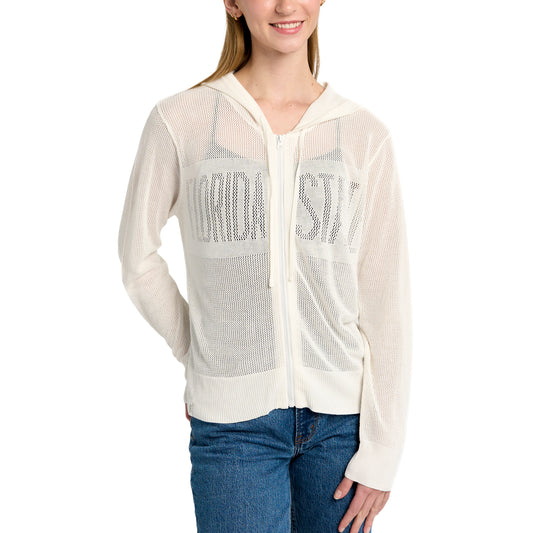Women's Lusso Cream Florida State Seminoles Summer Tonal Mesh Full-Zip Hoodie Sweater