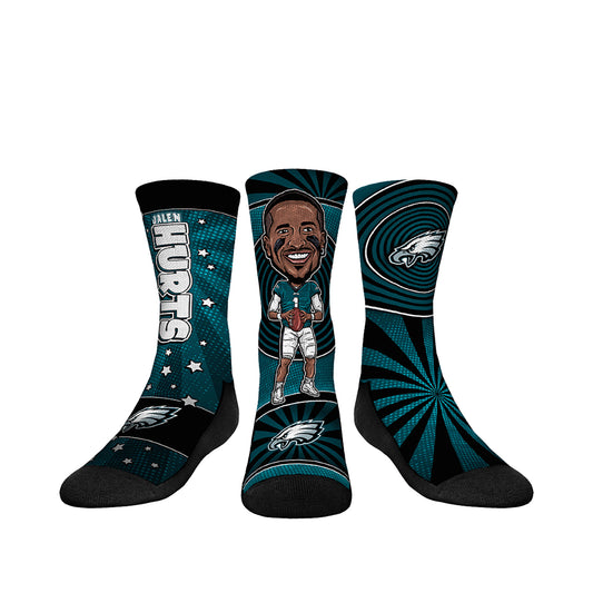 Youth Rock Em Socks Jalen Hurts Philadelphia Eagles Three-Pack Bobblehead Crew Socks Set