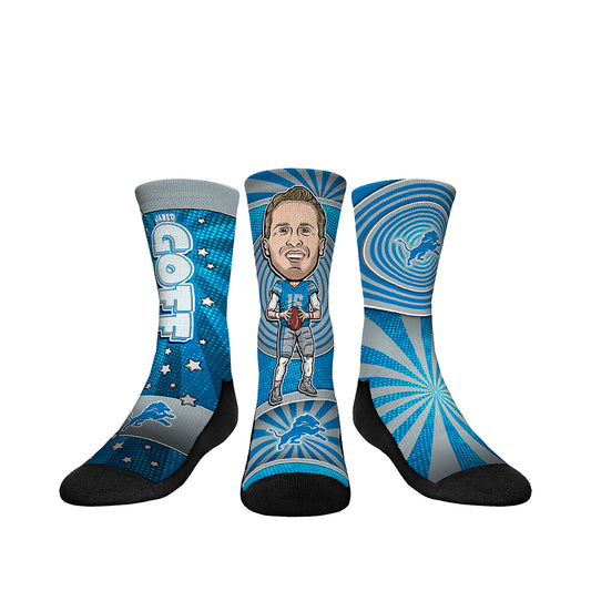 Youth Rock Em Socks Jared Goff Detroit Lions Three-Pack Bobblehead Crew Socks Set