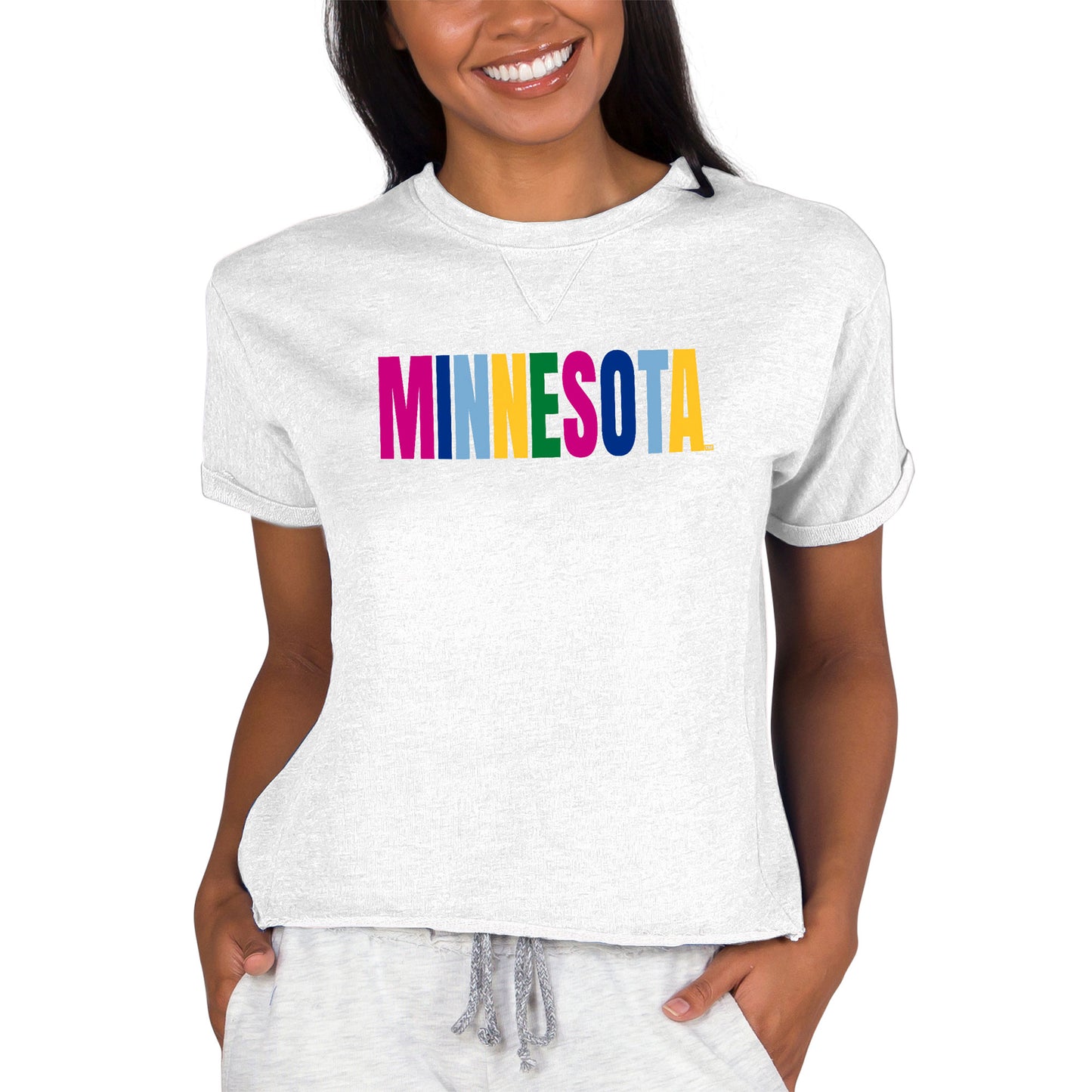 Women's Concepts Sport Oatmeal Minnesota Golden Gophers Tri-Blend Mainstream Terry Short Sleeve Sweatshirt Top