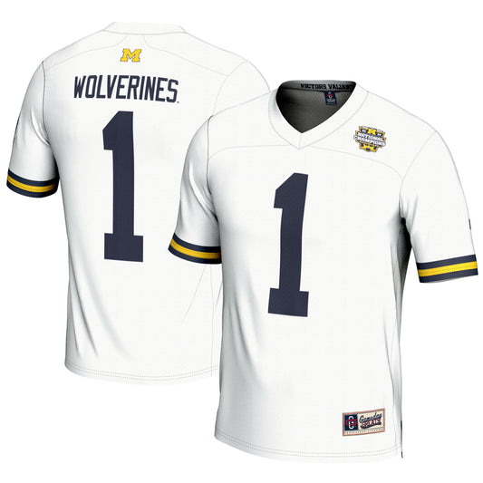 Men's GameDay Greats #1 White Michigan Wolverines College Football Playoff 2023 National Champions Lightweight Fashion Jersey