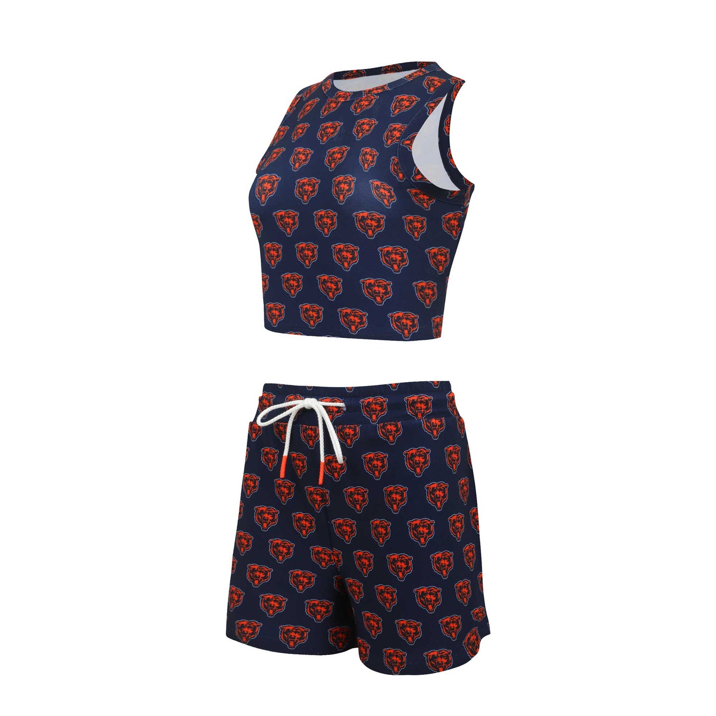 Women's Concepts Sport Chicago Bears Gauge Allover Print Cropped Tank Top & Shorts Sleep Set