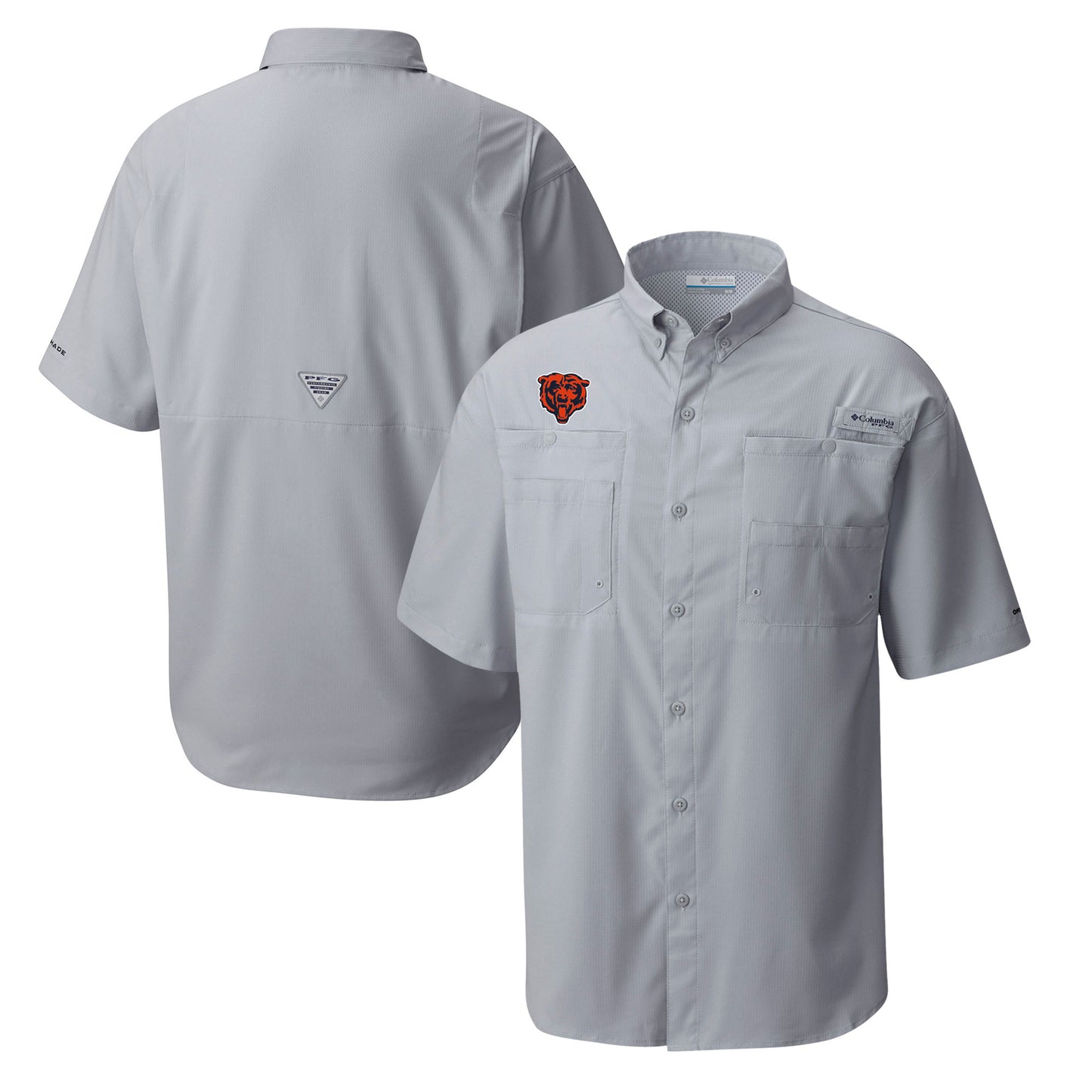 Men's Columbia Gray Chicago Bears Tamiami Omni-Shade Button-Down Shirt