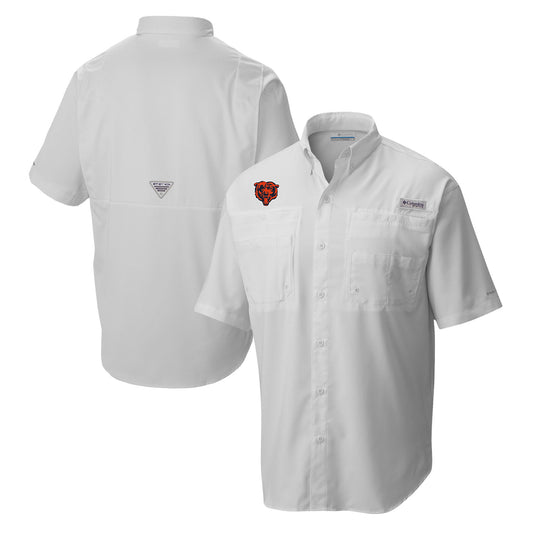 Men's Columbia White Chicago Bears Tamiami Omni-Shade Button-Down Shirt