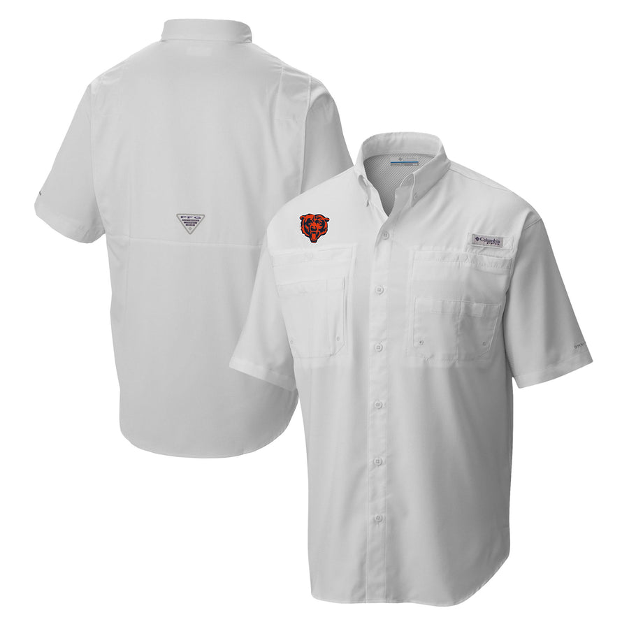 Men's Columbia White Chicago Bears Tamiami Omni-Shade Button-Down Shirt
