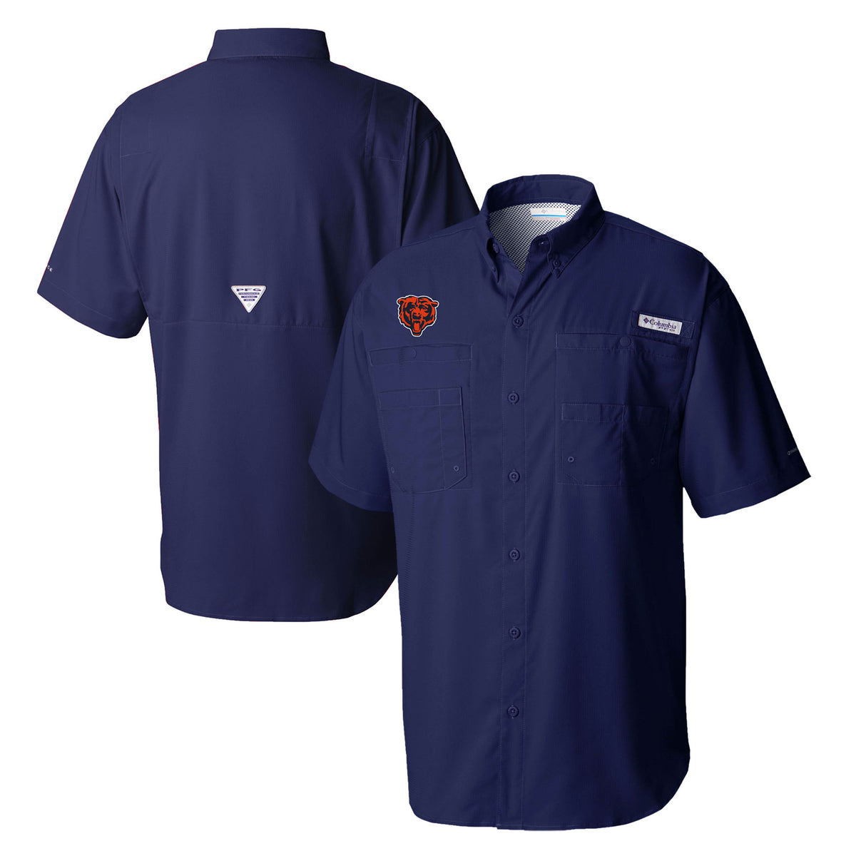 Men's Columbia Navy Chicago Bears Tamiami Omni-Shade Button-Down Shirt