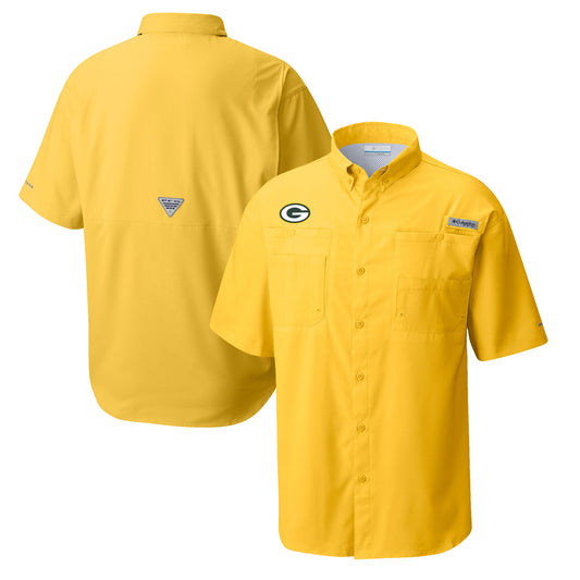 Men's Columbia Gold Green Bay Packers Tamiami Omni-Shade Button-Down Shirt